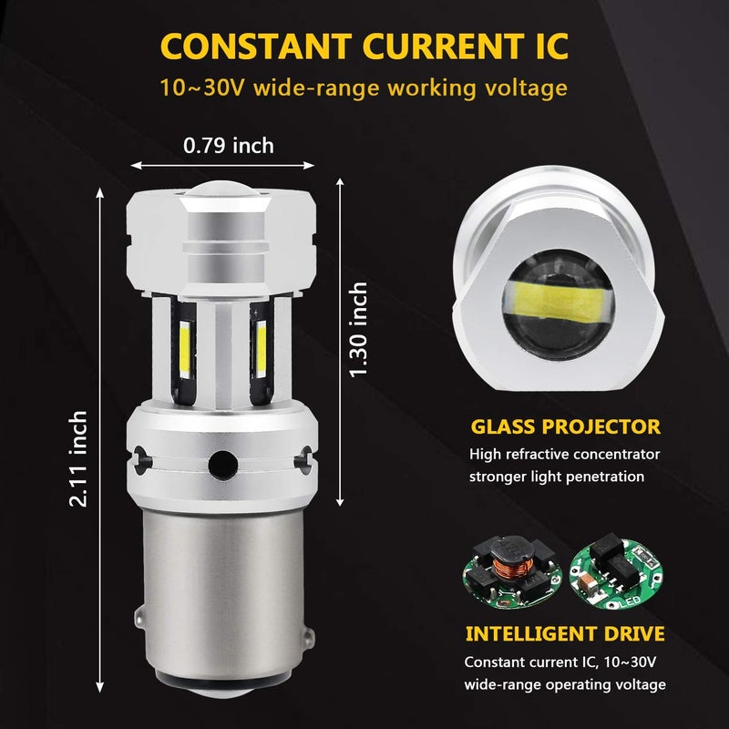 PHINLION 3600 Lumens 1157 P21/5W LED Backup Light Bulb, Super Bright 1034 2057 2357 7528 LED Bulbs for Reverse or DRL Daytime Running Lights, 6000K Xenon White - Image 4